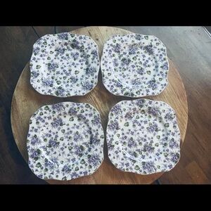 Floral Square Dinner Plates - Set of 4
